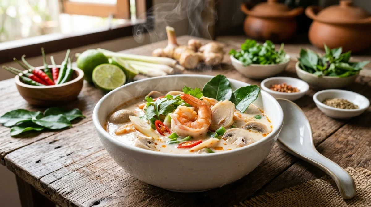 Tom kha kai, la recette thaïe au lait de coco