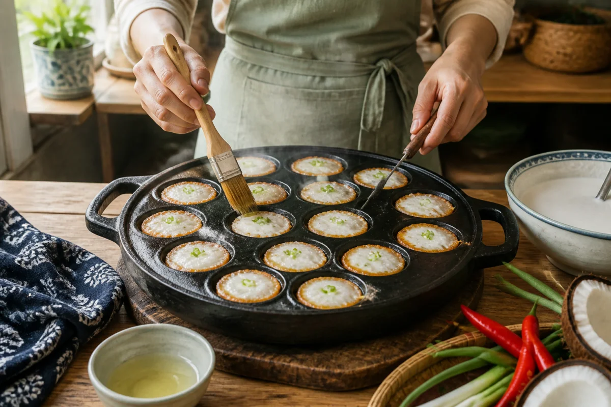 Recette khanom krok, les crêpes thaïes au lait de coco